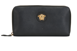 Versace Medusa Continental Wallet, Leather, Black, MII, 2*